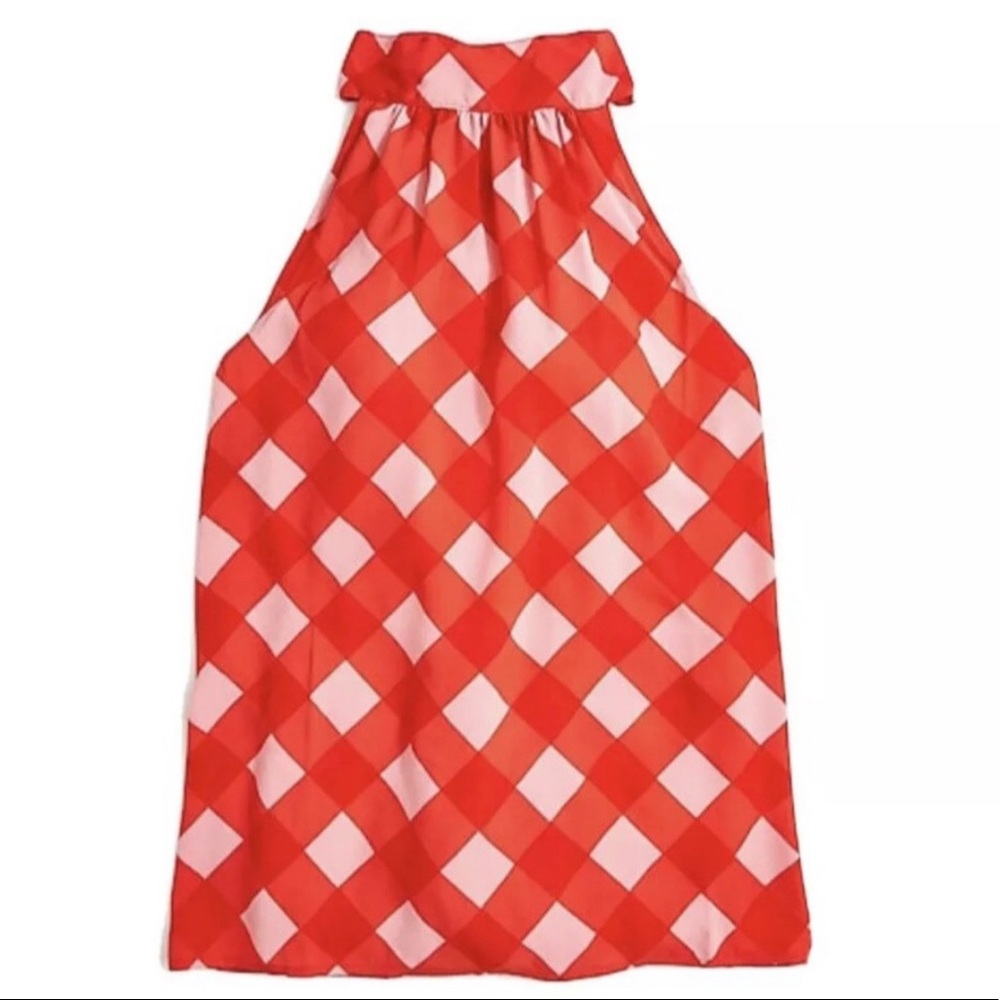 NWT J. Crew Factory Gingham Tie Neck Top Size 00